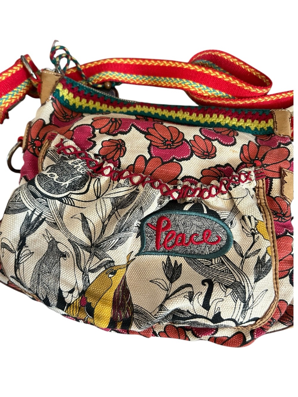 Sakroots Peace Embroidered Floral Canvas Crossbody Bag - Multicolor